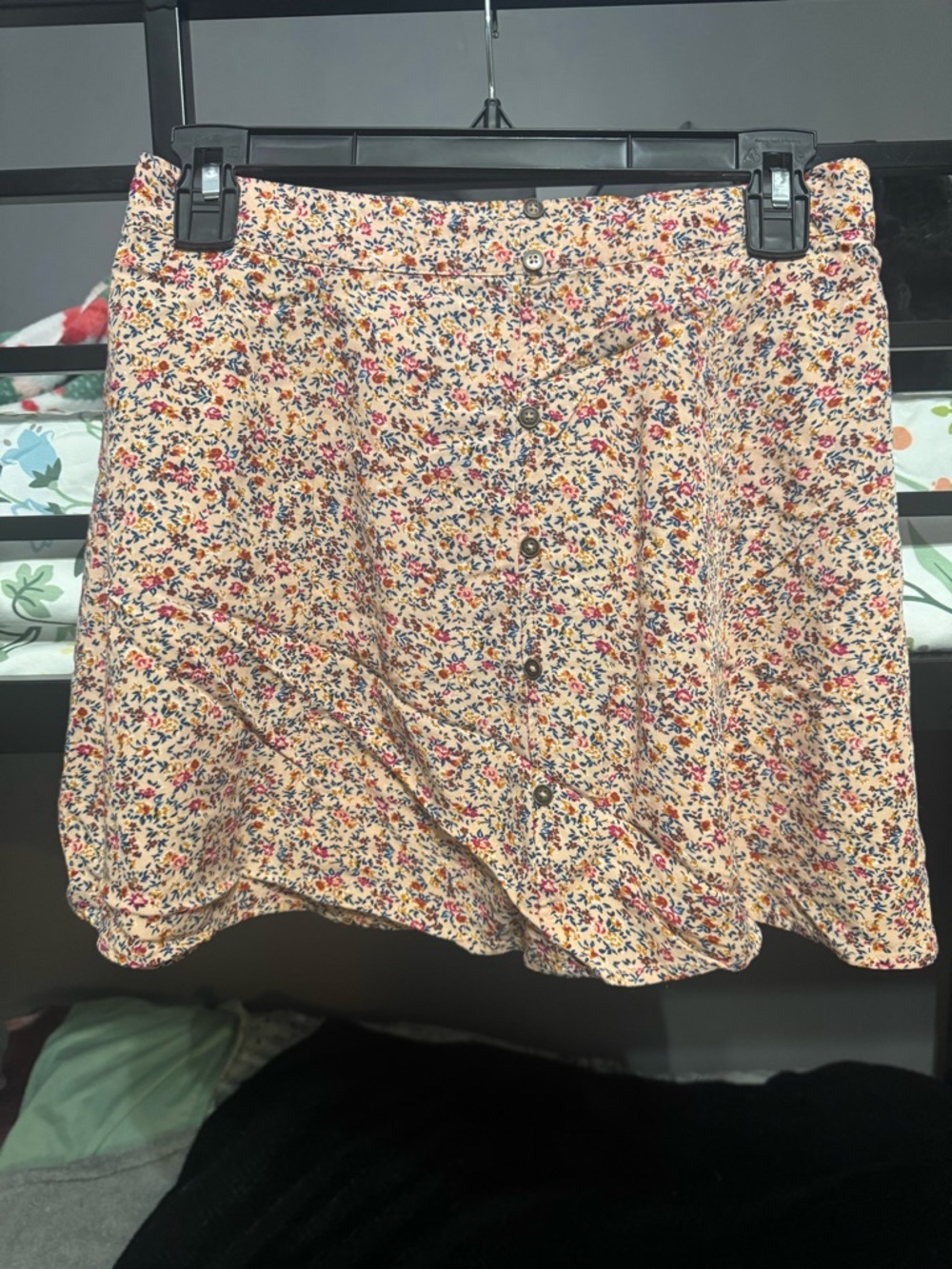 Xhilaration Peach Multi Floral Button Mini Skirt